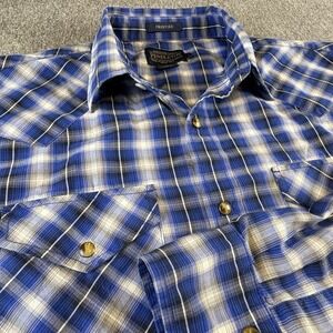 Pendleton Frontier Shirt Mens‎ Large Blue Long Sleeve Pearl Snap Button Up